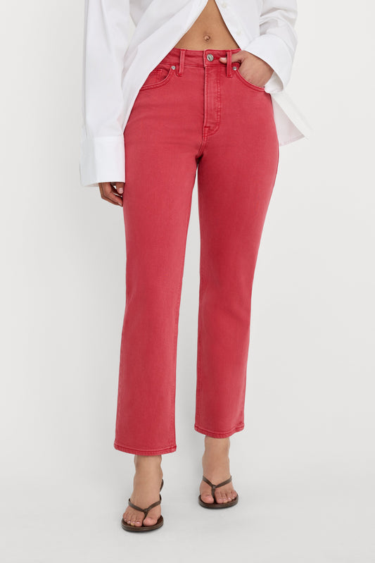 GOOD ICON ANKLE JEANS | CHERRY RED