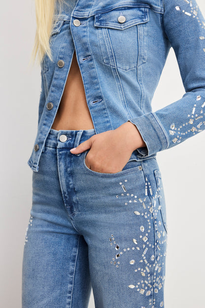 DOLLY JOLEANS CRYSTAL WIDE JEANS | INDIGO1089