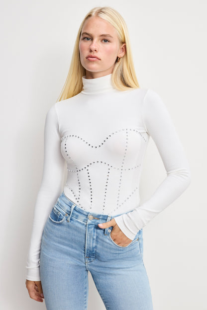DOLLY CRYSTAL CORSET BODYSUIT | WHITE001