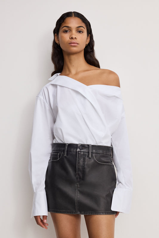 OFF-SHOULDER POPLIN BODYSUIT | WHITE001