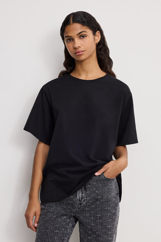 COTTON OVERSIZED TEE | BLACK001