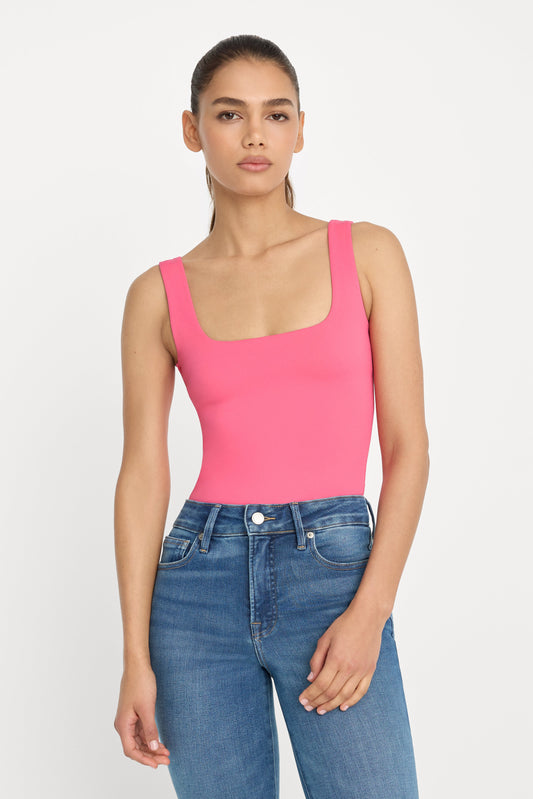SCULPTING MODERN TANK BODYSUIT | STRAWBERRY PINK