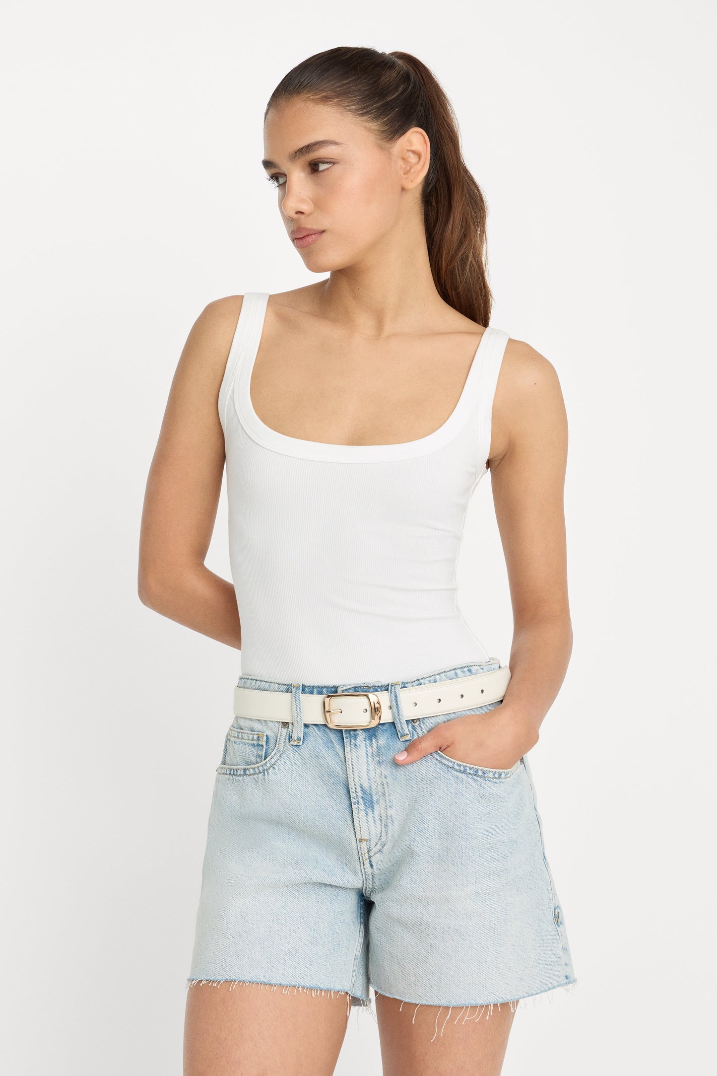 MODAL RIB TANK BODYSUIT | CHALK