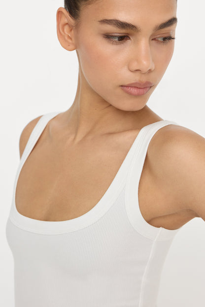 MODAL RIB TANK BODYSUIT | CHALK