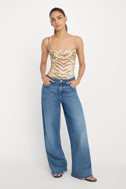 MESH BUSTIER BODYSUIT | BROWN TIGER