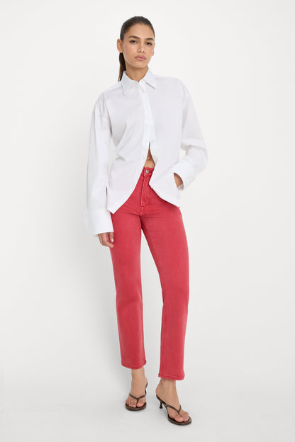 GOOD ICON ANKLE JEANS | CHERRY RED