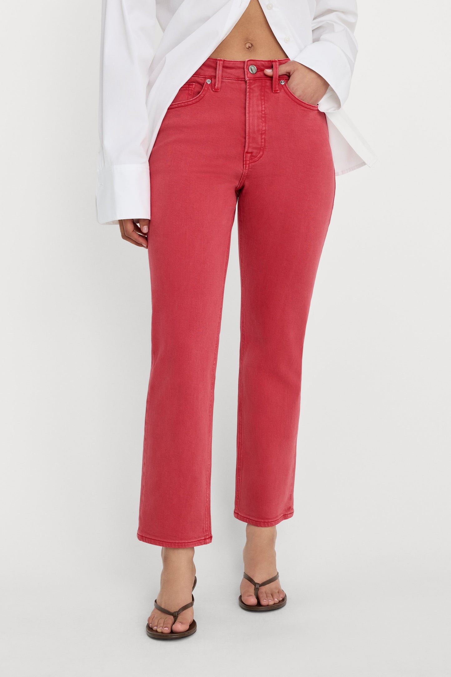 GOOD ICON ANKLE JEANS | CHERRY RED