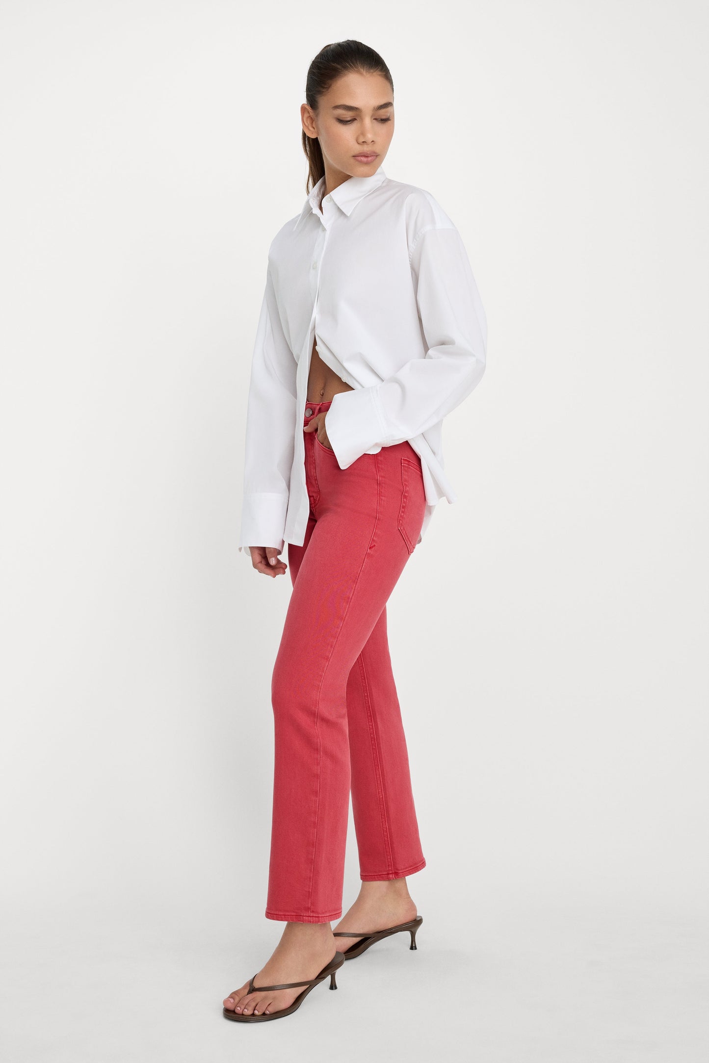 GOOD ICON ANKLE JEANS | CHERRY RED