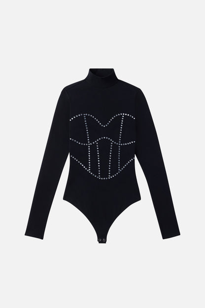 DOLLY CRYSTAL CORSET BODYSUIT | BLACK001