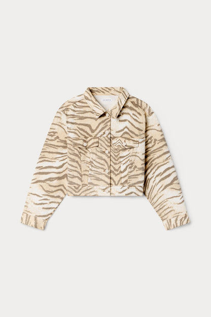 ESSENTIAL CROP DENIM JACKET | BROWN TIGER