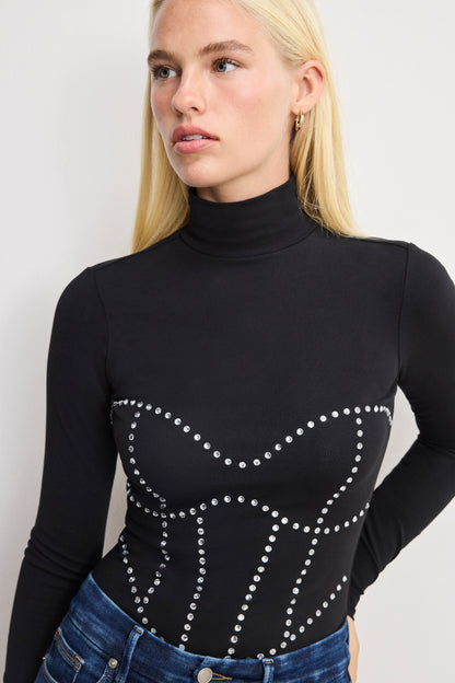 DOLLY CRYSTAL CORSET BODYSUIT | BLACK001
