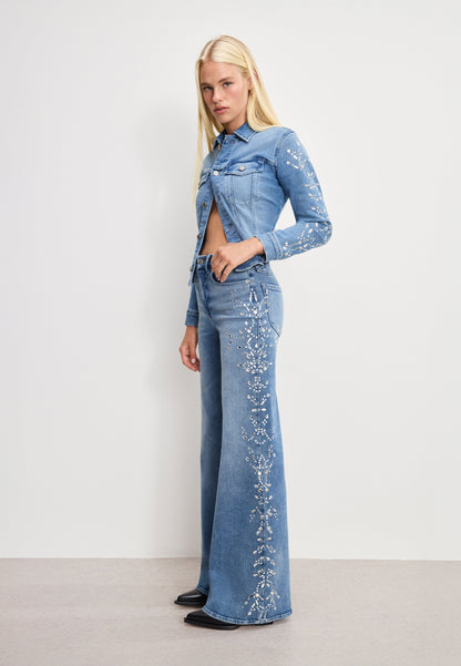 DOLLY JOLEANS CRYSTAL WIDE JEANS | INDIGO1089