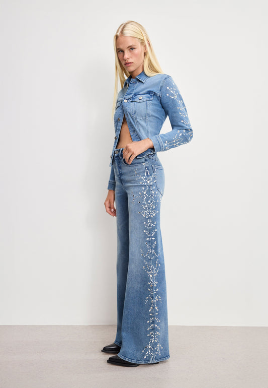 DOLLY JOLEANS CRYSTAL WIDE JEANS | INDIGO1089